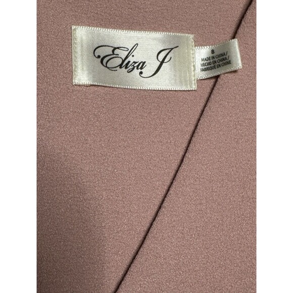 ELIZA J Pink Blush Ruffle V-Neck 3/4 Bell Sleeve Crepe Shift Sheath Dress 8 - Picture 8 of 8
